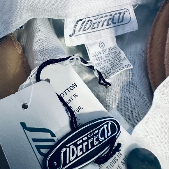 Side Effects 80s Vintage Cotton Knit / Linen Polka Dot Shoulder Pad Cardigan - Picture 8 of 8